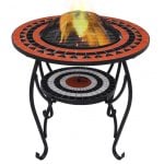 VidaXL Mesa com Braseiro de Mosaico Cerâmica Terracota e Branco 68 cm