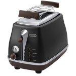 Grille-pain vintage DeLonghi CTOV 2103 2 fentes 900 W 6 niveaux Réchauffage Décongélation Noir