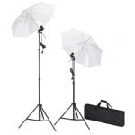 vidaXL Kit d'éclairage 2 spots + parapluie
