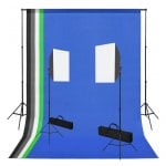 vidaXL Kit studio photo 2 projecteurs + 5 arrière-plans