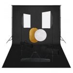 vidaXL Kit Studio Photo 2 Spots + Fond + Réflecteur