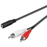 Cavo audio 2x RCA a jack 3,5 mm maschio/femmina 1,5 m Nero