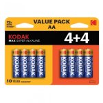 Pile Alcaline AA Kodak Max Pack 4+4
