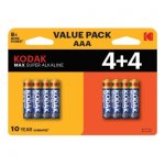 Pila Kodak Max Pack 4+4 AAA Alcalina 8 pezzi alta durata