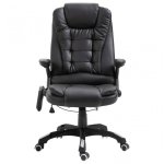 VidaXL Silla de Oficina de Masaje de Cuero Sintético Negra
