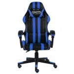 VidaXL Chaise de jeu en cuir synthétique noir/bleu