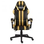 vidaXL Silla Gaming de Cuero Sintético Negro/Dorado