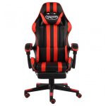 VidaXL Silla Gaming con Reposapiés Cuero Sintético Negro/Rojo