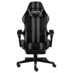 VidaXL Silla Gaming con Reposapiés Cuero Sintético Negro/Gris