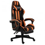 VidaXL Chaise de Gaming avec Repose-Pieds Cuir Synthétique Noir/Orange