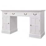 VidaXL Bureau double caisson blanc 140x48x80cm