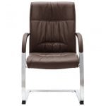 VidaXL Silla de Oficina Voladiza de Cuero Sintético Marrón