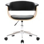 VidaXL Silla de Oficina Giratoria Madera Curvada Cuero Sintético Negro