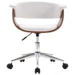 VidaXL Silla Oficina Giratoria Madera Curvada Cuero Sintético Blanco