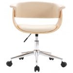 VidaXL Silla de Oficina Giratoria Madera Curvada Cuero Sintético Crema