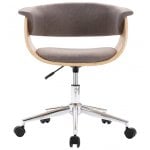 VidaXL Silla de Oficina Giratoria de Madera Curvada y Tela Gris Taupe