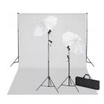 vidaXL Kit de Estúdio Fotográfico 2 Focos + Fundo Branco 600x300cm