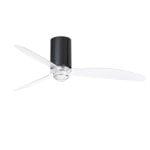 Faro Mini Tube Fan Ventoinha de Teto com Luz e Comando 32W Preto Brilhante/Transparente