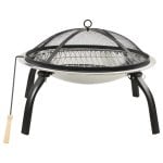 VidaXL brasero et barbecue 2 en 1 avec tisonnier acier inoxydable 56x56x49 cm
