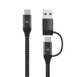 Ewent EW9918 Cable de Carga 2 en 1 USB-C a USB-C/A 1m Negro