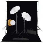VidaXL Kit Estudio Fotográfico Lámparas Sombrillas Fondo + Reflector