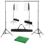 Kit de studio photo VidaXL avec projecteurs Softbox + toile de fond