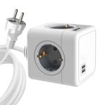 Jocca 1577 Regleta Cubo 4 Tomas + 2 USB 1.5m Blanco
