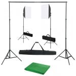 VidaXL Kit de Estúdio Fotográfico com Focos Softbox e Telão de Fundo