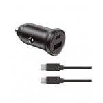 Ksix Cargador Coche 2 Salidas USB/USB-C 20W + Cable USB-C