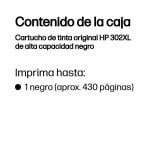 HP 302XL Cartucho Tinta Alta Capacidad Original Negro