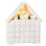 HOMCOM Calendario de Adviento Navidad Madera con Luces LED 39x9x42 cm Blanco