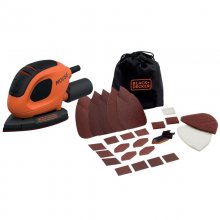 Black & Decker BEW230BC-QS Lijadora de Detalle Mouse 55W Hoja 110mm/cm2 con 15 Accesorios y Bolsa en PcComponentes