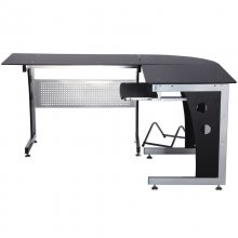 Homcom Mesa de Escritório com Tampo de Vidro 164x139x75cm Preta en PcComponentes