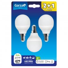 Garza Esférica Pack 3 Lâmpadas LED 6W E14 Branco Frio en PcComponentes