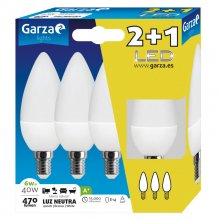 Garza Vela Pack 2+1 Lâmpadas LED 6W E14 Branco Neutro en PcComponentes