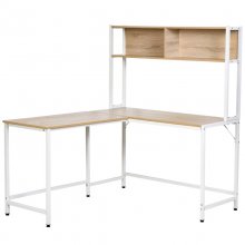 HomCom Mesa Escritorio con Estantes 140x125x149 cm Madera/Blanco en PcComponentes