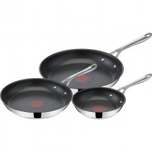 Tefal Jamie Oliver juego 3 sartenes 202428 cm de acero inoxidable antiadherentes reforzado con titanio thermosignal forma profunda todo tipo cocinas 202428cm