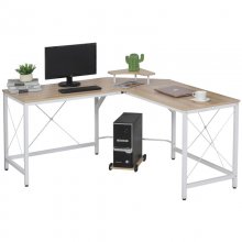 HomCom Mesa Esquinera de Oficina 150x150x76cm Madera/Blanca en PcComponentes