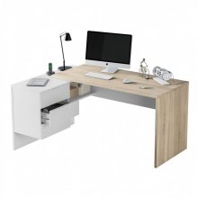 Habitdesign Office Buc Escritorio de Oficina 145x108x73cm Blanco/Roble Canadian en PcComponentes