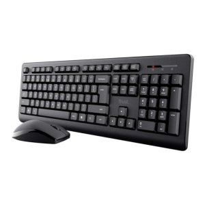 Teclado de membrana Trust Primo QWERTY inalámbrico negro con ratón incluido