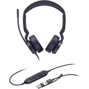 Auriculares Yealink UH44 DUAL UC con cable USB-A y USB-C para oficina, micrófono dual, color negro