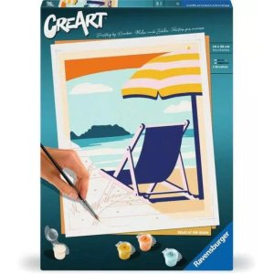 Ravensburger CreArt Tríptico Playa Del Norte – Kit De Pintura Por Números Con 3 Tablas, Pincel Y Pinturas, Actividad Relajante Para Adultos +14 Años, Ideal Para Decorar