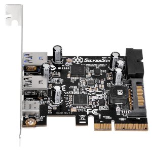 SilverStone SST-ECU05 - PCI-E expansion card, 1 x external USB 3.1 type C, 2 x USB 3.0 type A, 1 x internal USB 3.0 19-pin connection, 10Gbps, low- profile capable