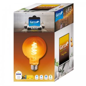 Garza Globo 125 Bombilla con Filamento Espiral LED 3W E27 Blanco Cálido