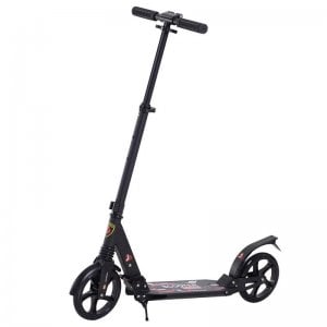 HomCom Scooter Patinete para Adultos Plegable con Manillar Ajustable Negro