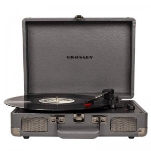 Tocadiscos Bluetooth Crosley gris cruiser deluxe vintage 3speed suitcase turntable slate cr8005dsg4 sf0001rpsg