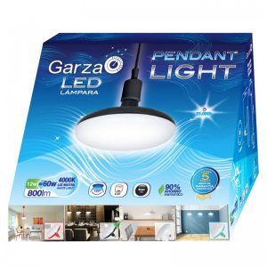 Garza Lighting Pendant led potencia 12w luz natural 4000k color negro pedant colgante e27