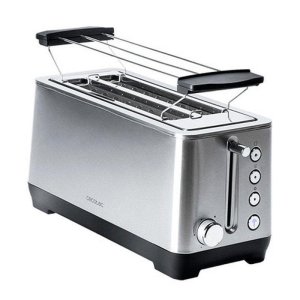 Cecotec Tostapane BigToast Extra Double 1600W – 2 Fessure Extra-larghe Per 4 Fette, 6 Livelli Di Tostatura, Funzioni Scongela E Bagel, Acciaio Antimpronta