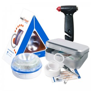 Help Flash Smart Luz de Emergencia Inteligente V16 Homologada DGT + Martillo + Kit Primeros Auxilios