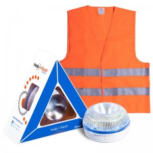 Help Flash Smart Luz de Emergencia Inteligente V16 Homologada DGT + Chaleco Reflectante Naranja